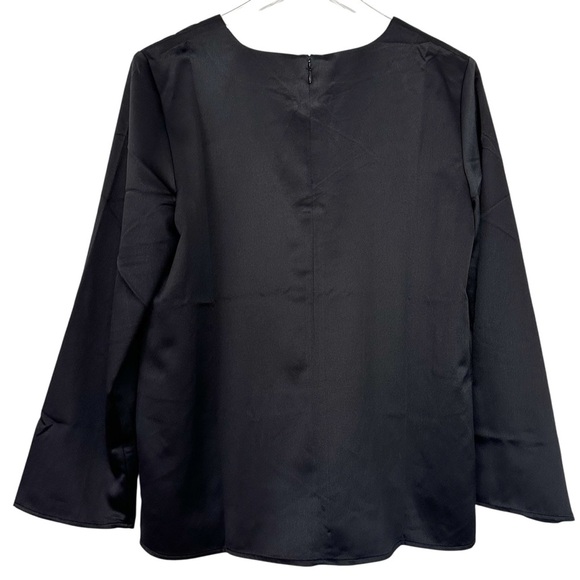 NWT Ann Taylor Black Satin Chain Neck Detail Top Size M - Picture 7 of 9